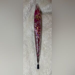 Fushia floral , pink Glittery handcrafted pen black ink